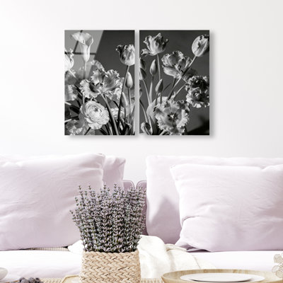 Botanique Noir Set High-Gloss Frameless Acrylic Glass Wall Art Floral & Botanical Print by Oliver Gal, Ready to Hang, 10 x 15