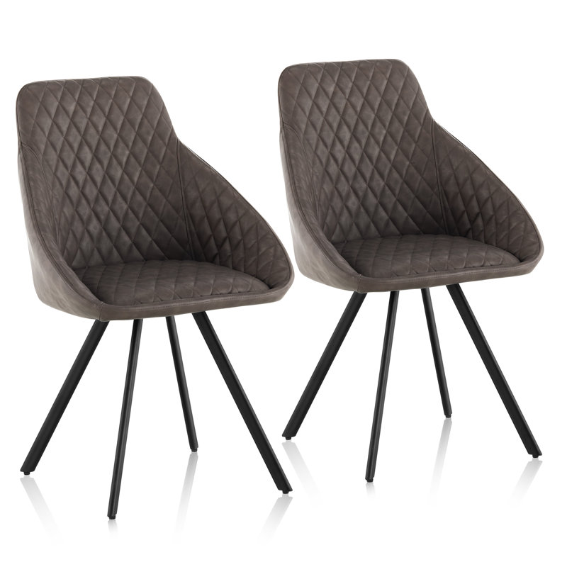 43cm H Upholstered Metal Side Chair, Brown