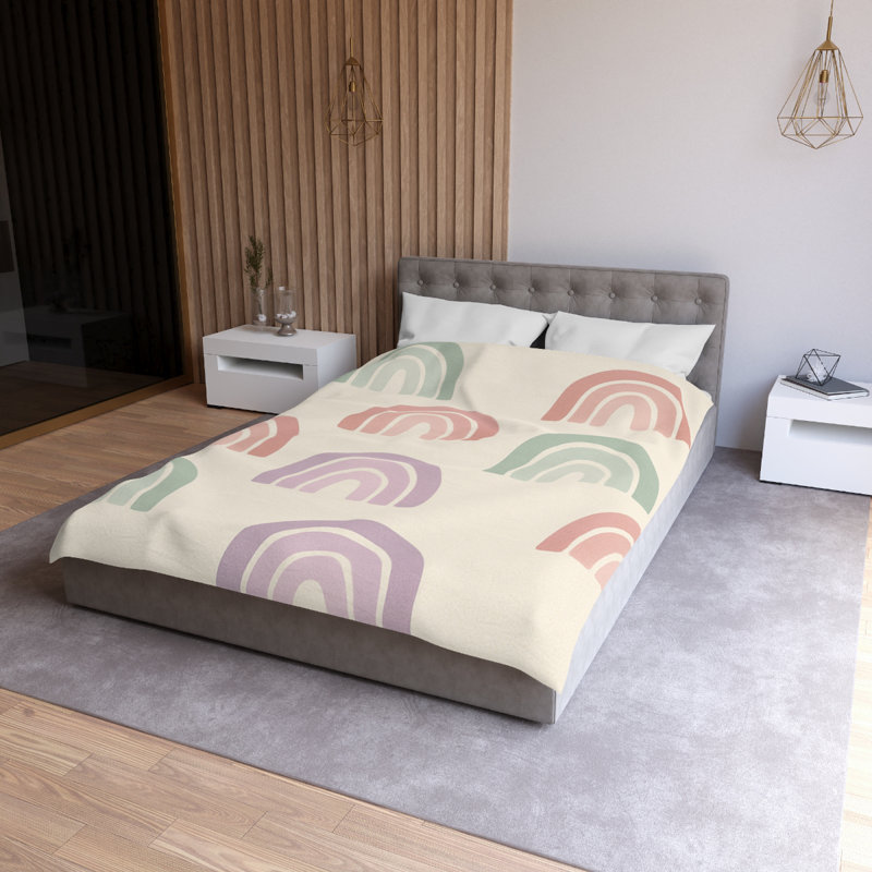 Microfiber Duvet Cover Boho Style, Design 84, Cream, Twin Duvet Cover