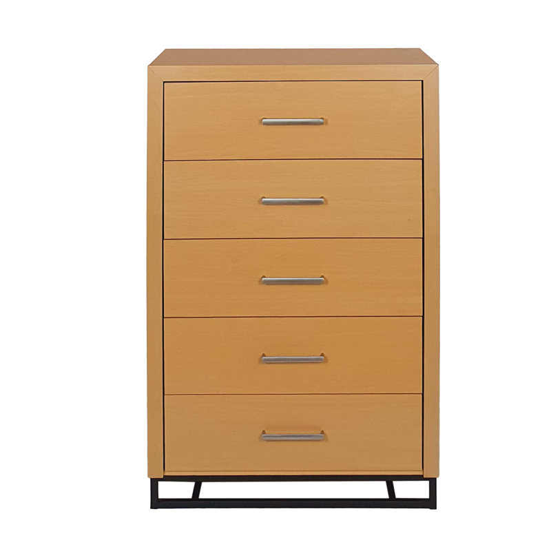 Commode 5 tiroirs 31,25 po Emilyanne, Érable / noir