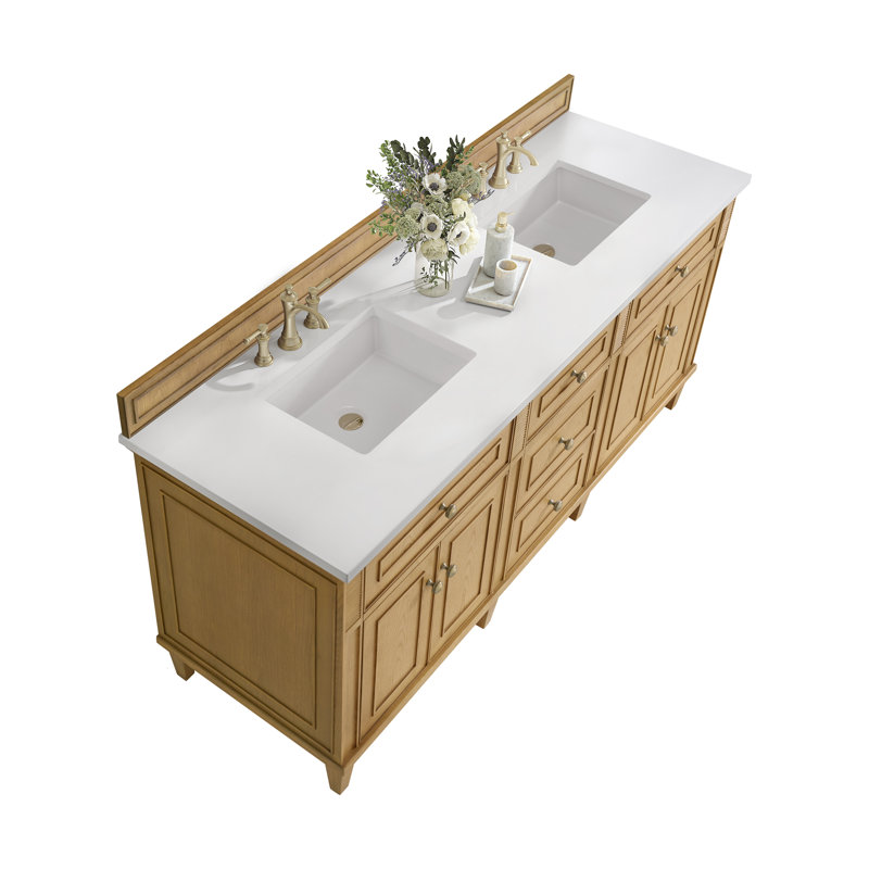 Lorelai 72'' W Double Vanity, Light Natural Oak, White Zeus, 8" Widespread