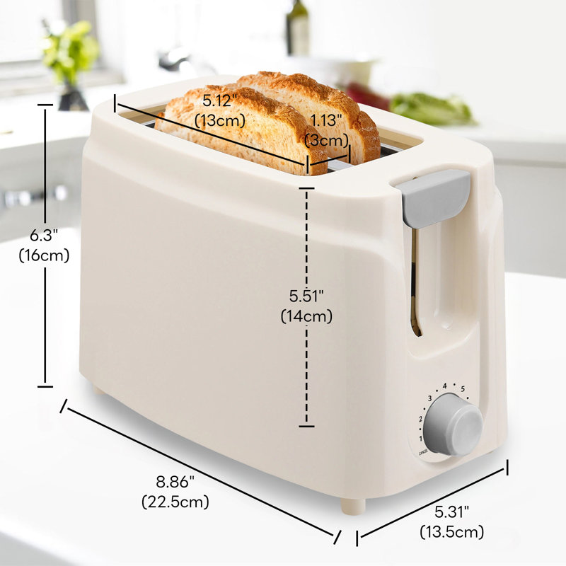 2 Slice Stainless Steel Toaster,Lcd Display,Touch Button ,1.13" Wide Slot, Beige