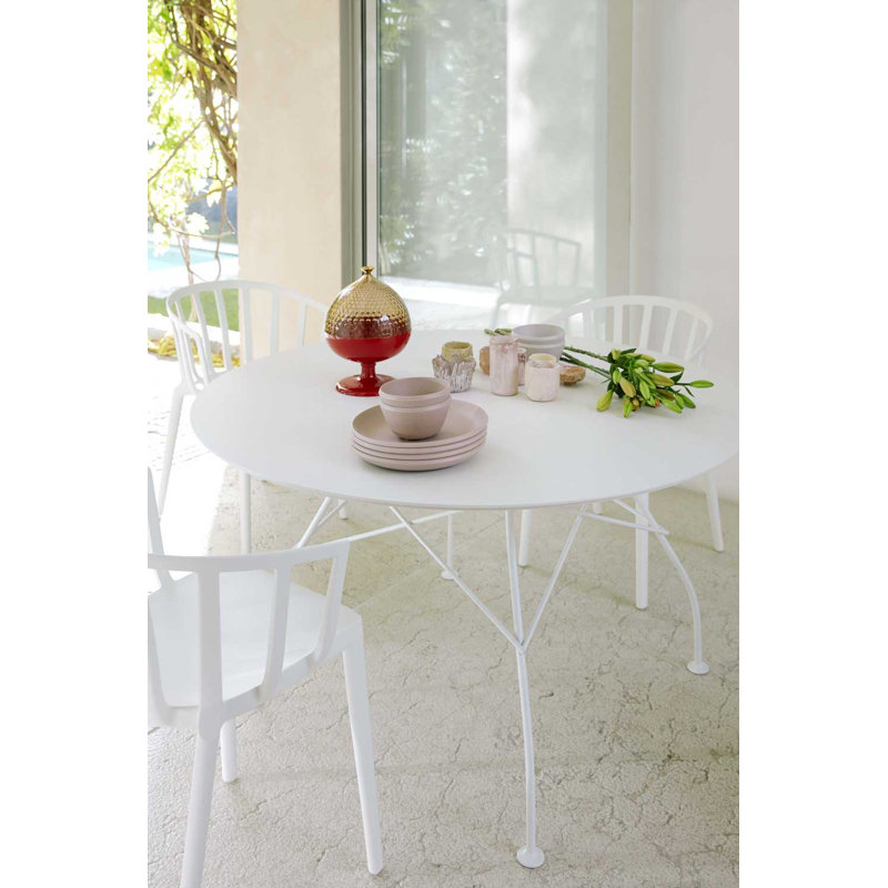 Glossy Round Dining Table, White