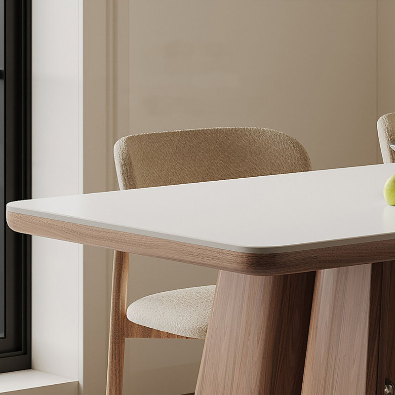 Table Mid-Century en pierre frittée, 29.5" H x 31.5" W x 63" D