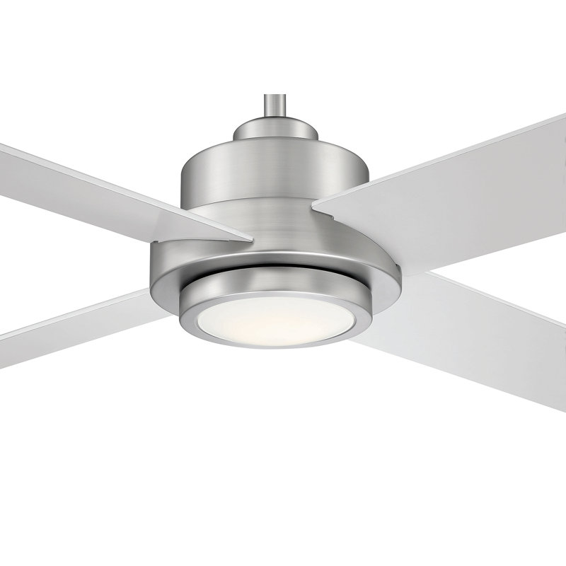 Ventilateur de plafond standard à DEL à 4 pales de 56 po avec télécommande et ensemble d'éclairage inclus Mccoin, Nickel