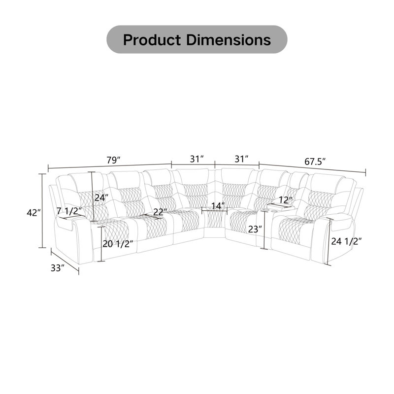 Ensemble de canapé inclinable en cuir 3 pièces gris avec structure en bois massif, ressorts à deux couches, tables d'appoint avec rangement