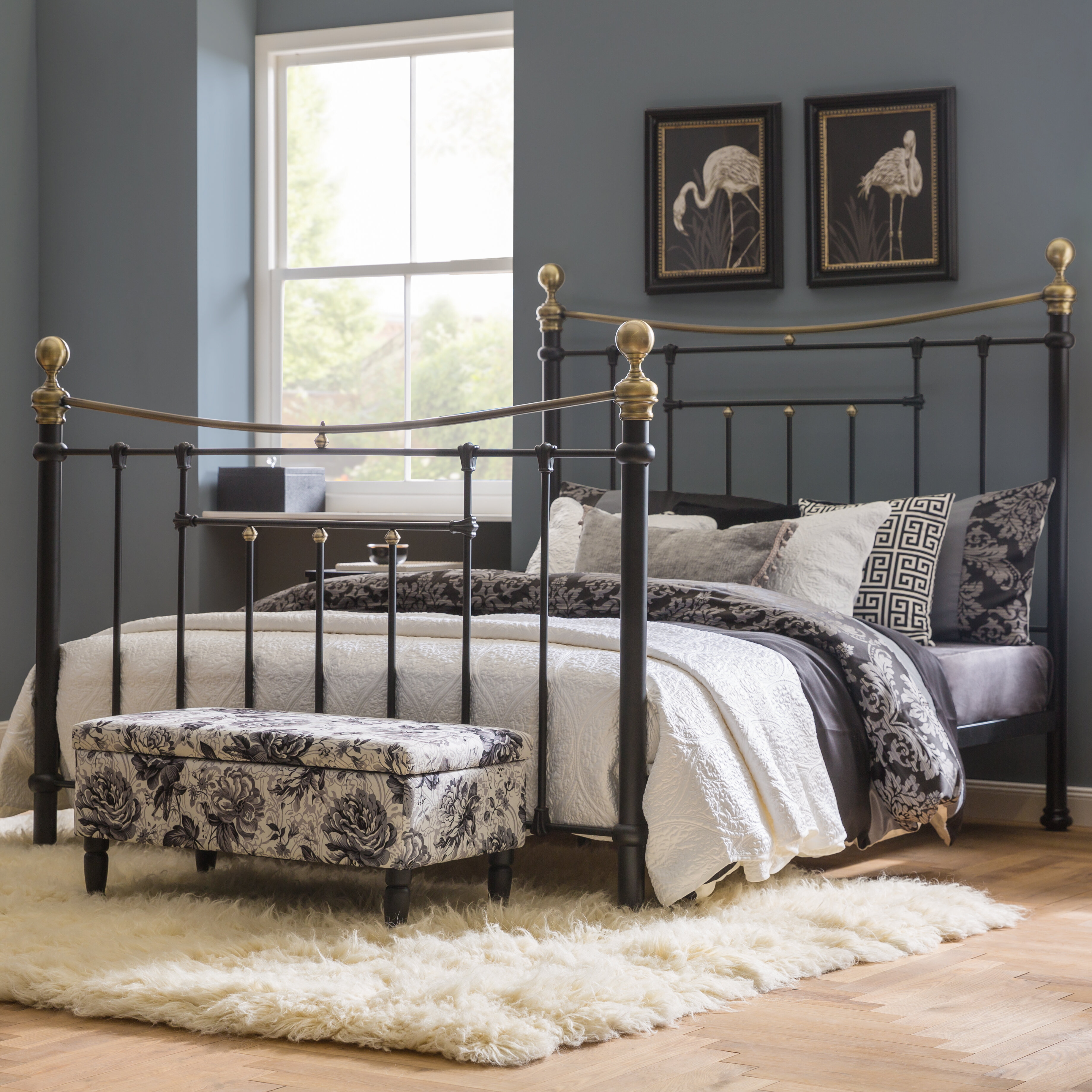 Black and gold metal bed deals frame