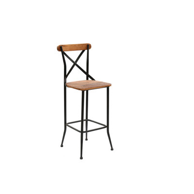 Menika Cross Back Bar Stool with Metal Frame