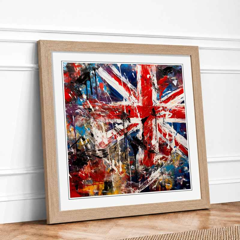 Union Jack Expressionism - Framed Print, Oak