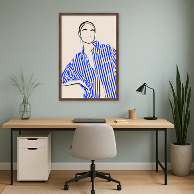 Myrto en bleu par Greywork.studio | Eirini Gerakidou, reproduction d'art sur toile encadrée