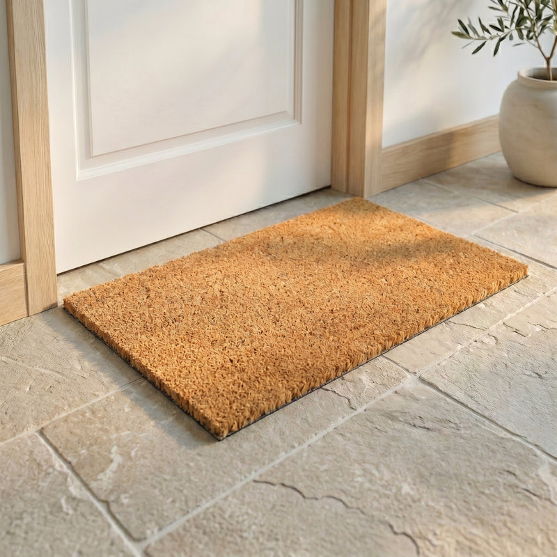 Alece Minimalist Coconut Coir Entryway Doormat, 24" W x 36" L - Non Slip