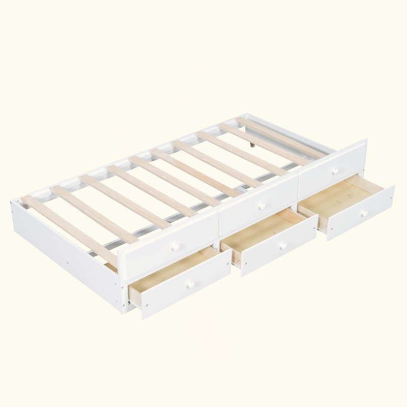 Lit de jour avec couchette et tiroirs, White