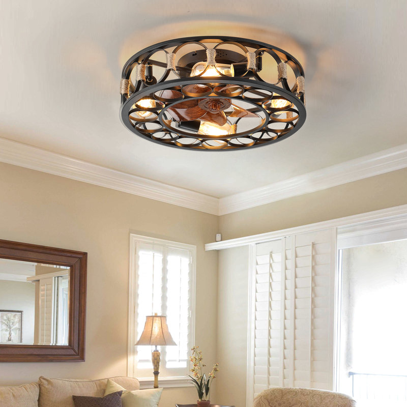 Modern Ceiling Fan With Light Remote Control, 3 Solid Wood Blades, Suitable For Indoor And Outdoor