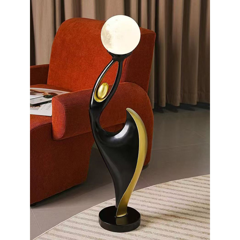 Lampe sur pied en résine Simple Art, Noir