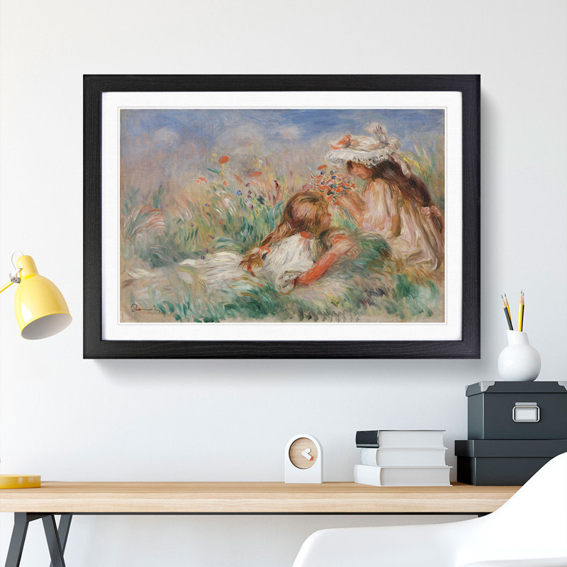 The Grass by Pierre-Auguste Renoir - Framed Print, 48cm H x 65cm W x 2cm D, Black Framed