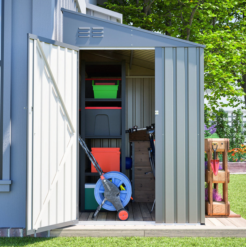 Remise de rangement Lean-To en acier 4 x 7 pi Olive Olive
