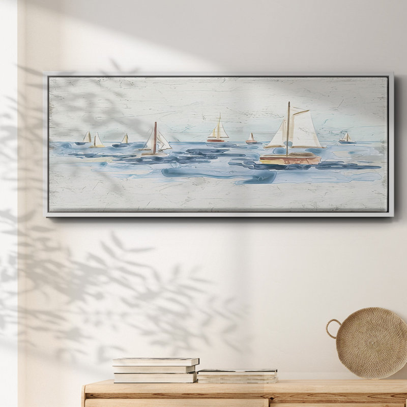 Bateaux sur l'eau II, H 24 po x l 60 po x P 1,5 po, Blanc