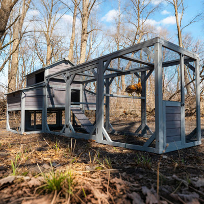 Chicken Coop With Run For 8-10 Chickens Extra Large Hen House Poultry Cage Outdoor With Nesting Box (118"L)