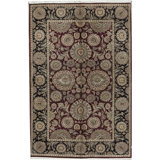 Manchuria Wool Oriental Area Rug in Dark Red/Black