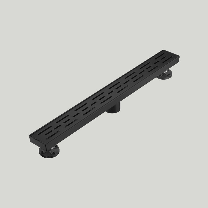24" Linear Shower Drain With Bar Pattern Grate, Matte Black