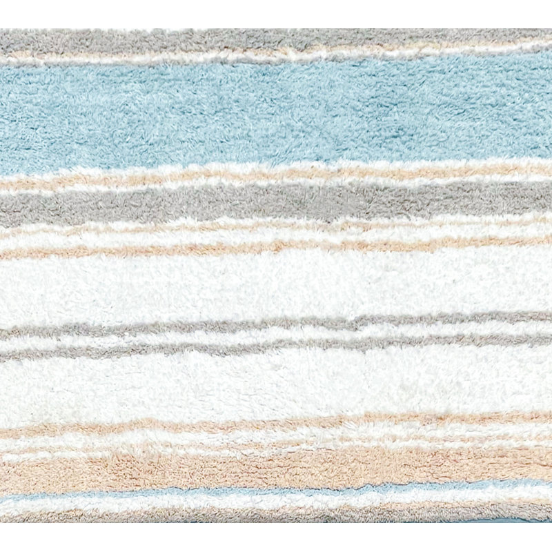 Tapis pour salle de bain Lermitage, Bleu côtier / beige / blanc