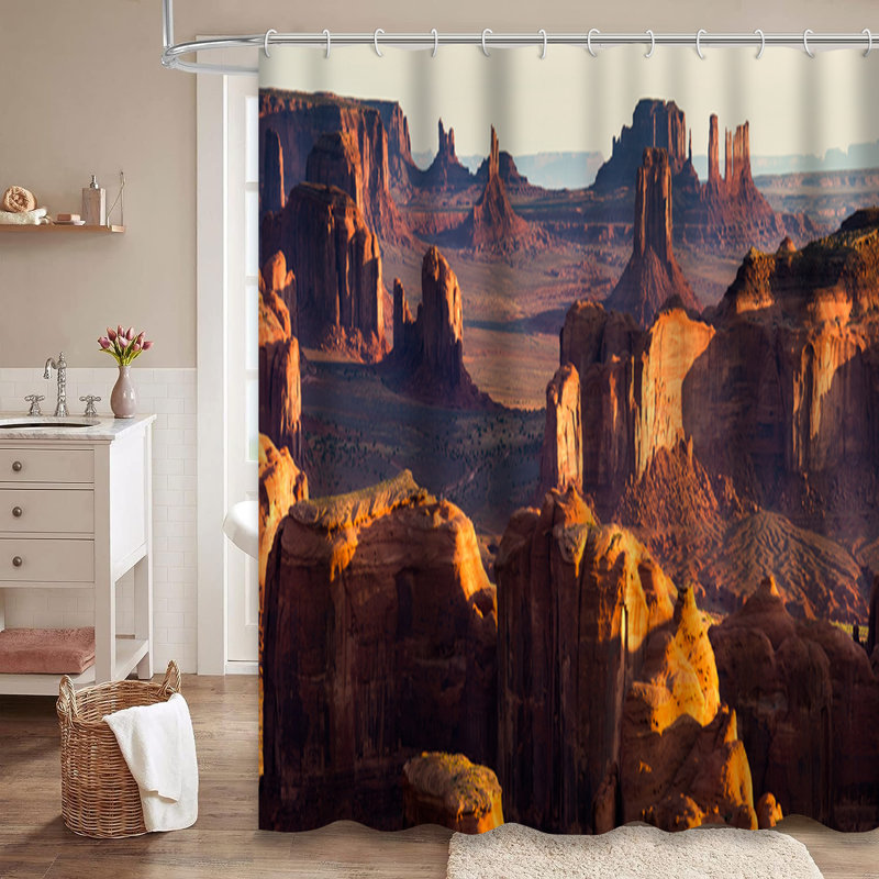 Rideau de douche rouge avec 12 crochets Arizona Grand Canyon Valley, L 72 po x l 72 po