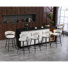24" Counter Height Bar Stools Set of 6 - 360° Swivel with Suede Fabric & Modern Woven Design, Backrest & Footrest for Kitchen Cafe Pub