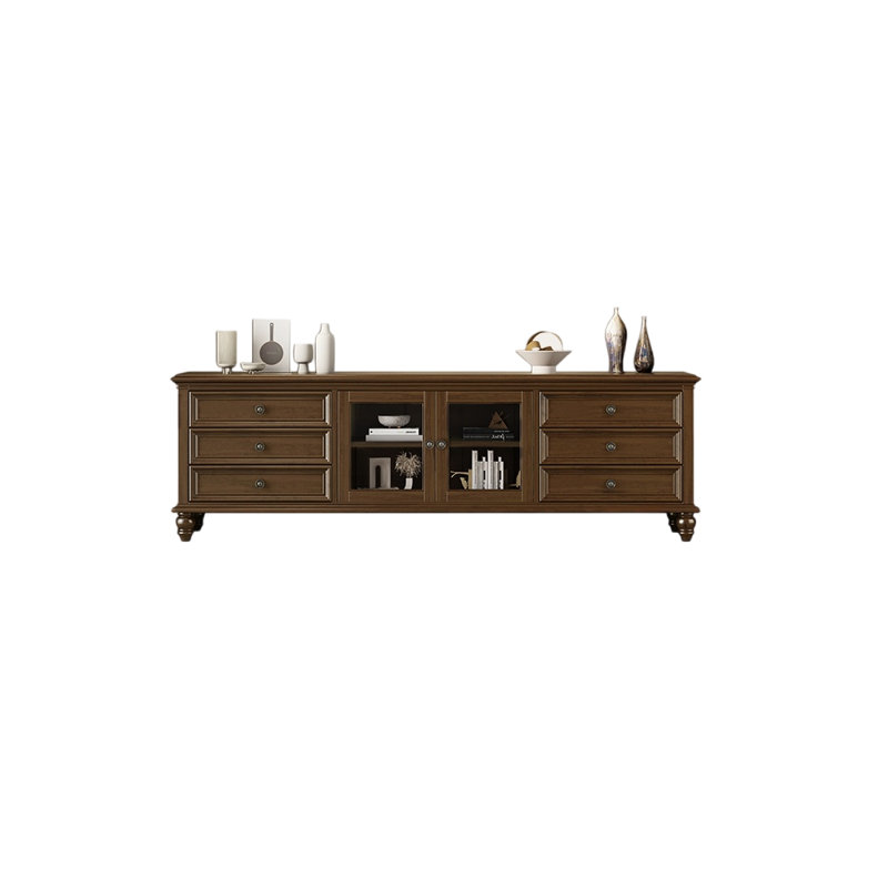 Meuble télé de style américain, H 23,26 po x l 70,86 po x P 16,53 po, Brun