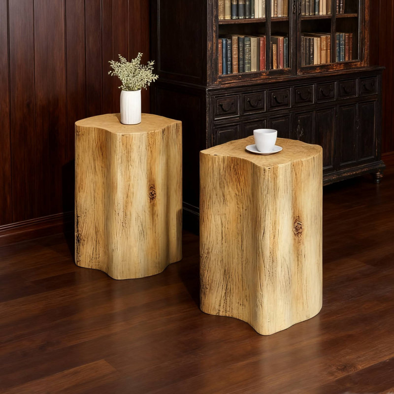 2-In-1 Split MGO End Table, Irregular Shape, Natural Color For Indoor/Outdoor, Yellow
