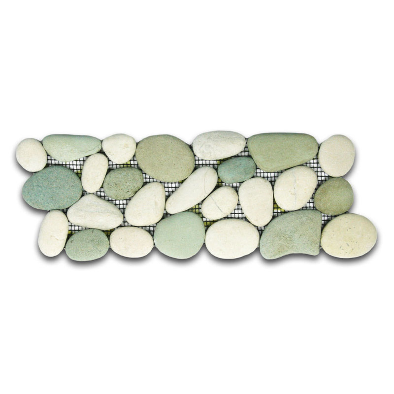 Ganges Natural Stone Listello Tile Pebbles Rock Design Water-Resistant Glazed for Outdoor - 4" x 12"