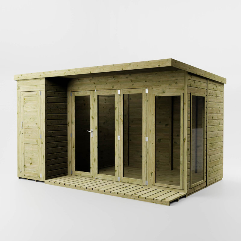 Mercia 12 x 8ft Premium Contemporary Summerhouse With Side Shed, Yes