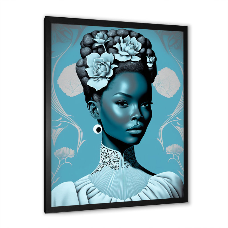 «Ehme Gorgeous African Queen In Retro Colors III», reproduction sur toile, Cadre photo noir, H 20 po x l 12 po x P 1 po