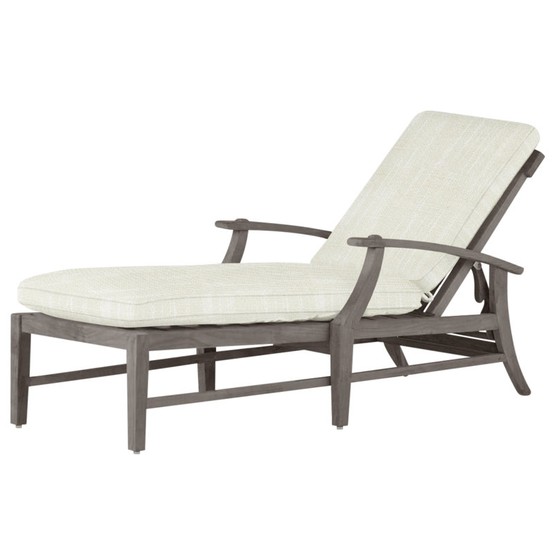 Croquet Teak Chaise Without Wheel - Oyster, Welt, Rollo Cream, Oyster Teak