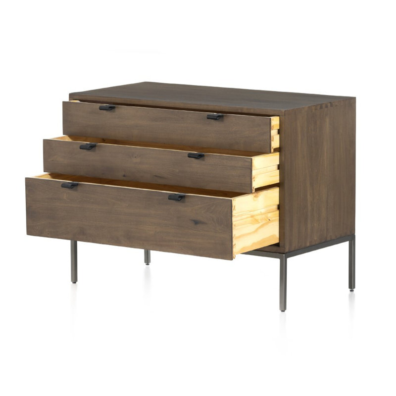Trey 3 - Drawer Solid Wood Dresser, Auburn Poplar