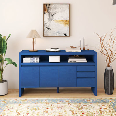 60 Inch Wood Sideboard With 3 Drawers And Open Shelf by Ebern Designs