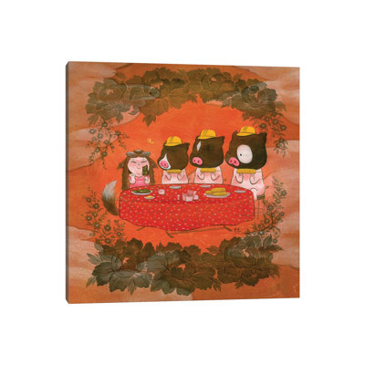Three Pigs 1 Piece Wrapped Canvas Painting