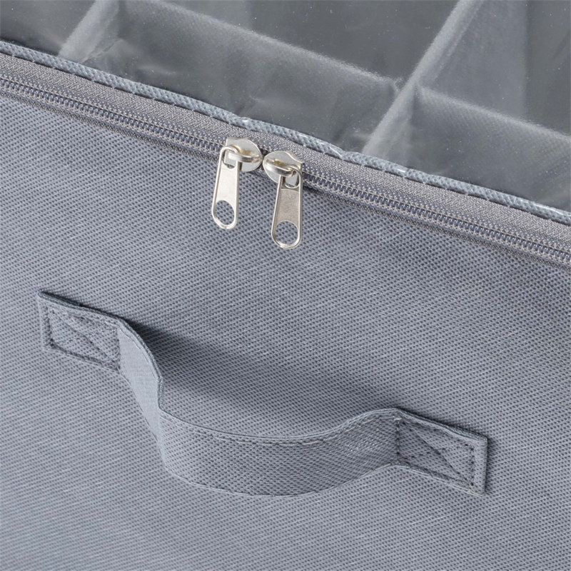 Under Bed Shoe Storage Organizer With 16 Compartments, Adjustable Dividers, Clear Window, And Reinforced Handles For Efficient Space Management