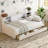 Storage Upholstered Platform Bed Twin Size Velvet Beige Finish With Multi-Compartment Storage For Teen And Guest Bedrooms-2056361519