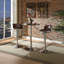 Tabouret de bar pivotant et réglable en cuir brun de 84 cm (33 po), style rétro-industriel, coque en aluminium riveté.