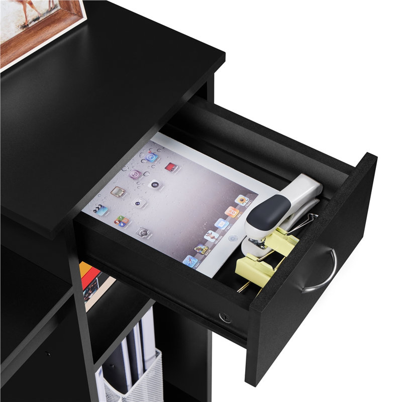 Pamella Writing Desk with Hutch, Black