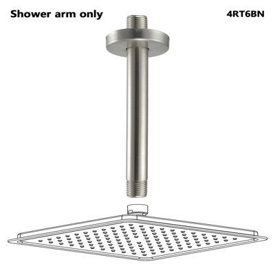Bras de douche rond en métal 6 po, nickel brossé