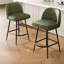Ensemble de 2 tabourets de bar en cuir vert, repose-pieds en métal arqué de 26 po, chaises de comptoir et bistro pour bar personnel-2057869517