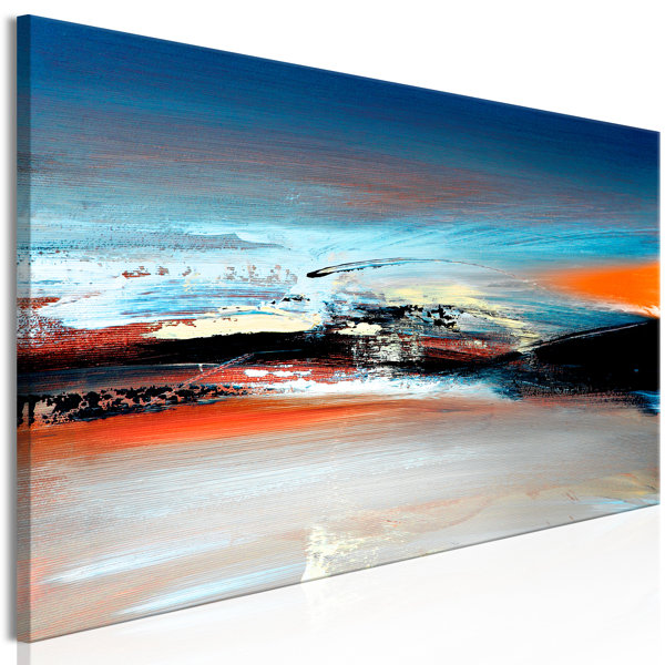 Designart 'Dark Sky Over Crystal Clear Lake' Extra Large Landscape Framed Canvas Art Print - 20 in. Wide x 12 in. High