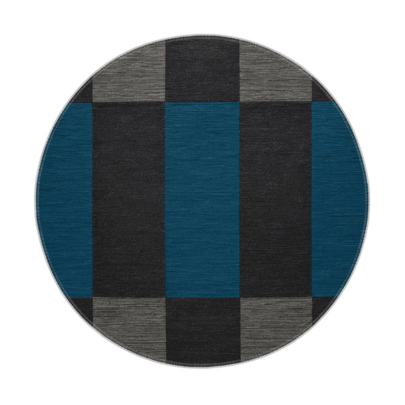 Tapis d'intérieur et d'extérieur à carreaux gris, Rond 5 pi