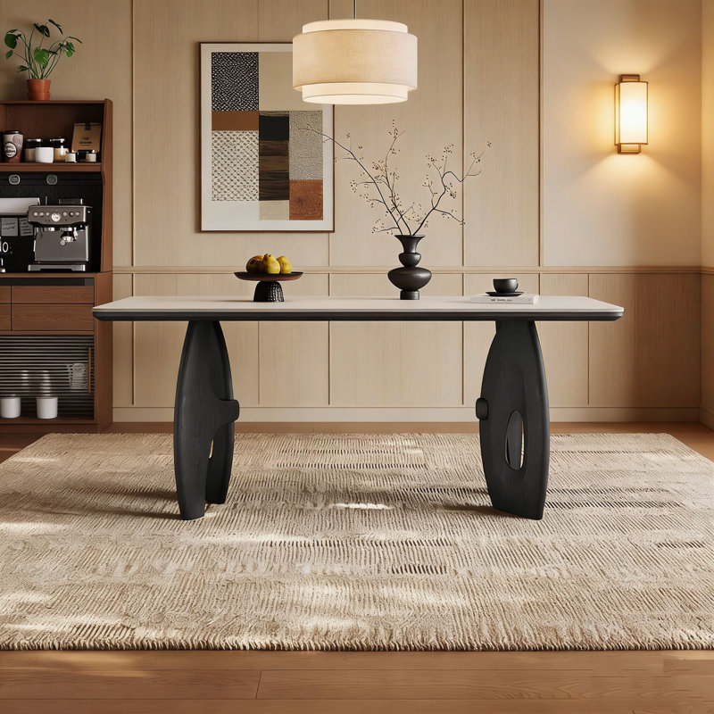 Table rectangulaire en pierre frittée French French, H 29,5 po x L 59,1 po x l 31,5 po