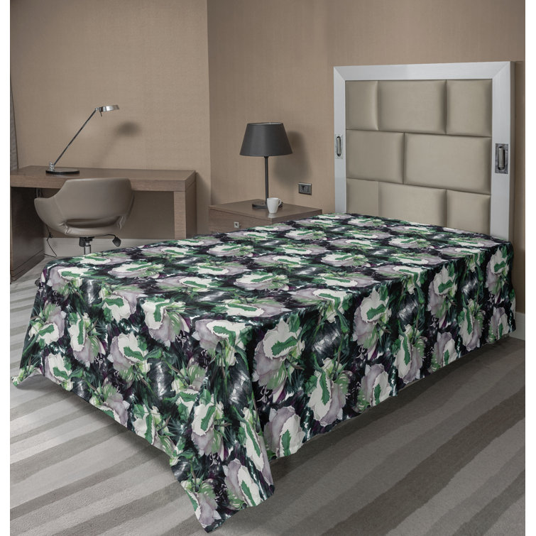 Ambesonne Floral Flat Sheet Peonies Spring Botanical Art