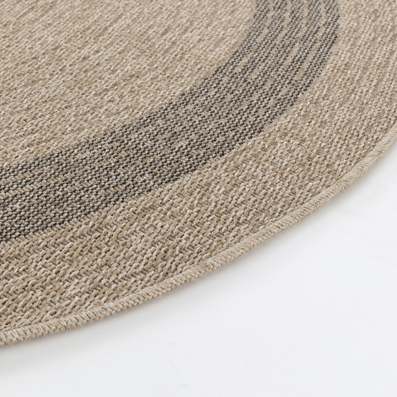 Stockett RoundBoho Jute-Look Beige Brown Area Rug, Round 160cm
