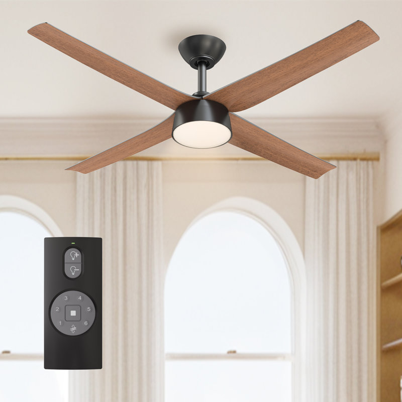 Luminza 48 in. Indoor Matte Black Ceiling Fan with Color Changing Dimmable Integrated LED Light and Remote Control