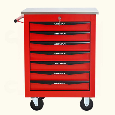 Chariot à outils multifonctionnel à 7 tiroirs avec roues, rangement pour chariot à outils roulant en métal pour atelier de garage