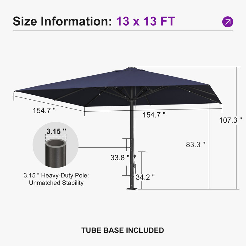 Parasol de table semi-automatique pour l'extérieur, Marine